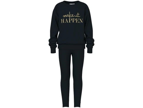 Name It sweatsæt sort med guld glitter tekst print